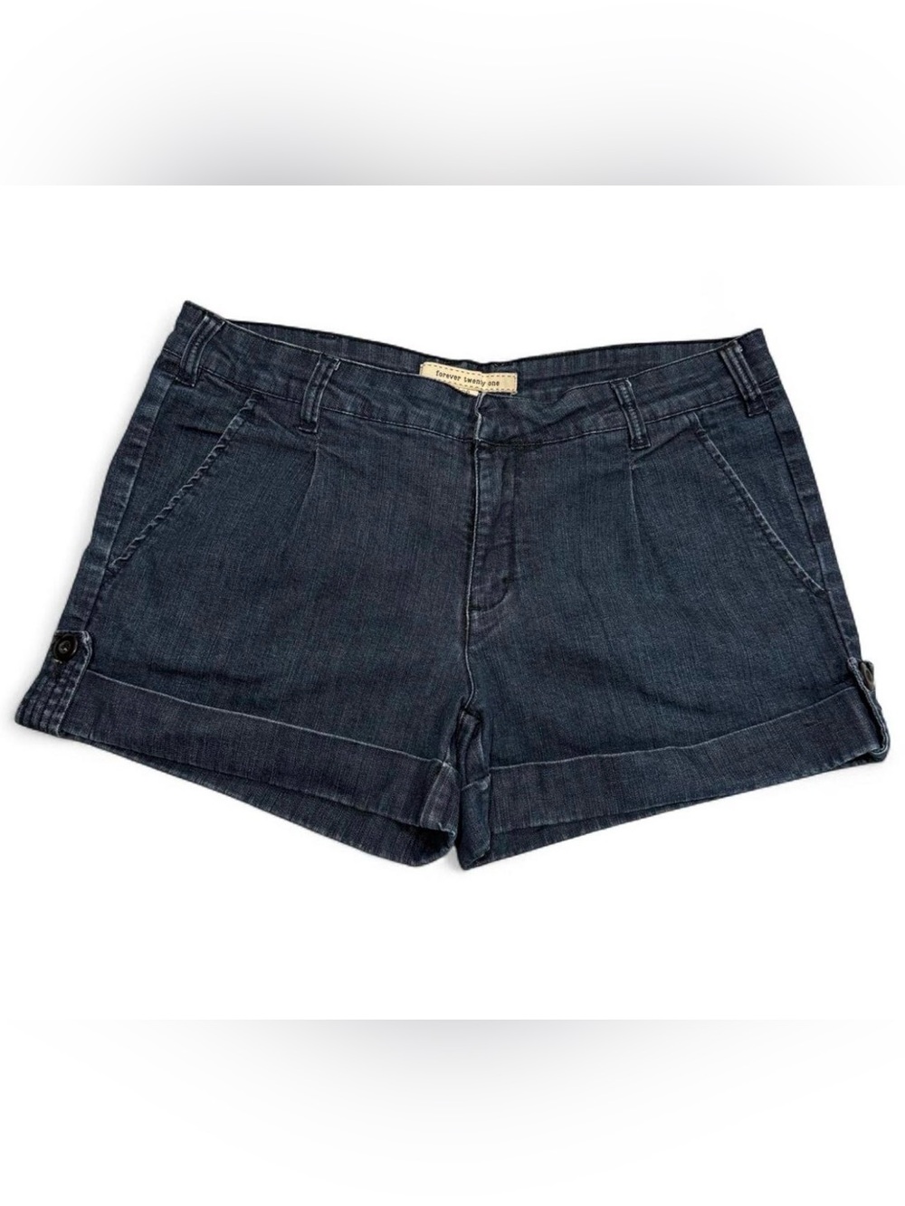Forever 21 Dark Indigo Cuffed Denim Shorts